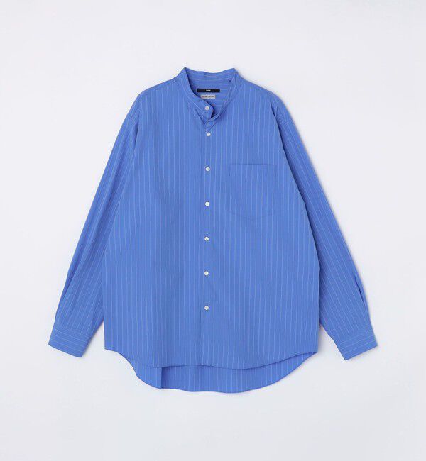 SHIPS「SHIPS: バンドカラー スーピマ コットン ポプリン ストライプ 長袖 シャツ」|シャツ・ブラウス|