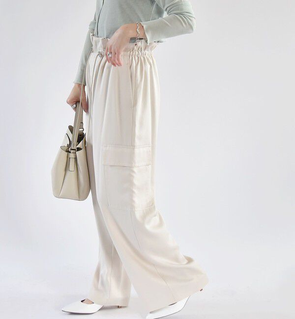 quaranciel「quaranciel:〈手洗い可能〉ツイル ドロスト カーゴ パンツ（セットアップ対応）」|カーゴ|ベージュ