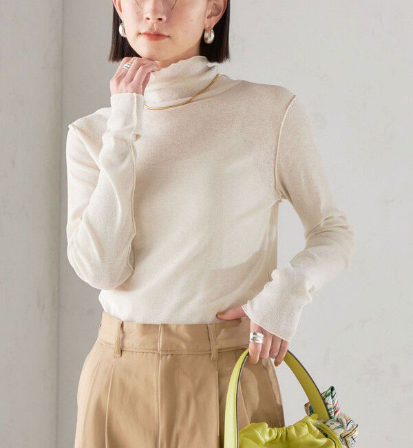 SHIPS for women「〈手洗い可能〉ドライタッチ リブ タートル 2」|Tシャツ・カットソー|オフホワイト