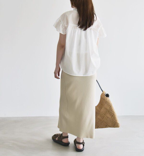 quaranciel「quaranciel:〈手洗い可能〉コットン フリルネック フレアスリーブ ブラウス」|シャツ・ブラウス|