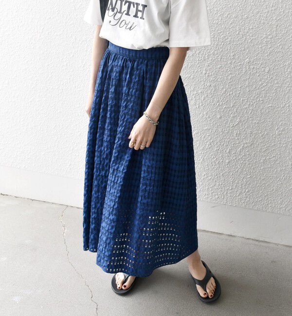 SHIPS any「SHIPS any:〈洗濯機可能〉シアー チェック ギャザー スカート」|スカート|