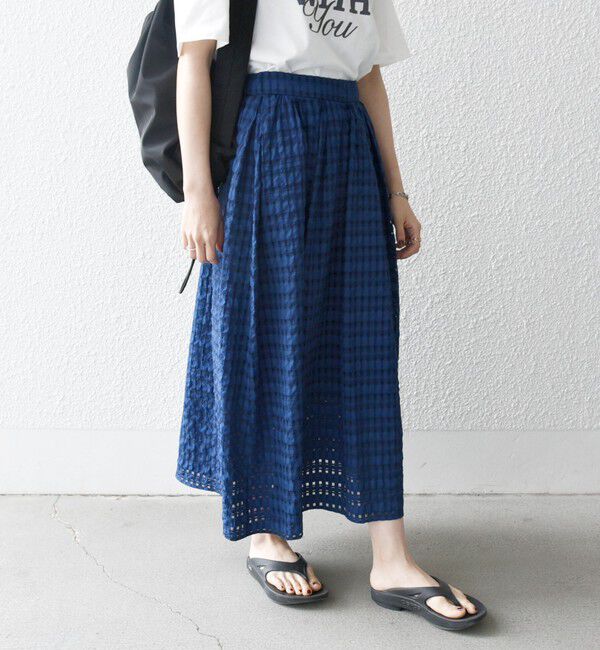 SHIPS any「SHIPS any:〈洗濯機可能〉シアー チェック ギャザー スカート」|スカート|