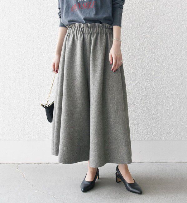 SHIPS any「SHIPS any:〈洗濯機可能〉ウールライク ギャザー キュロット パンツ」|キュロット|グレー