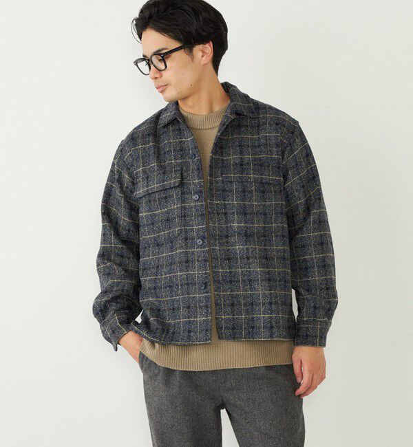 SHIPS Colors 「SHIPS Colors:〈洗濯機可能〉チェック柄 CPO シャツ ジャケット」|シャツ・ブラウス|ネイビー