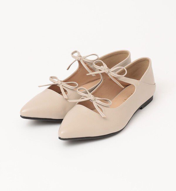 quaranciel「quaranciel: リボン ポインテッド トゥ フラット シューズ」|パンプス|