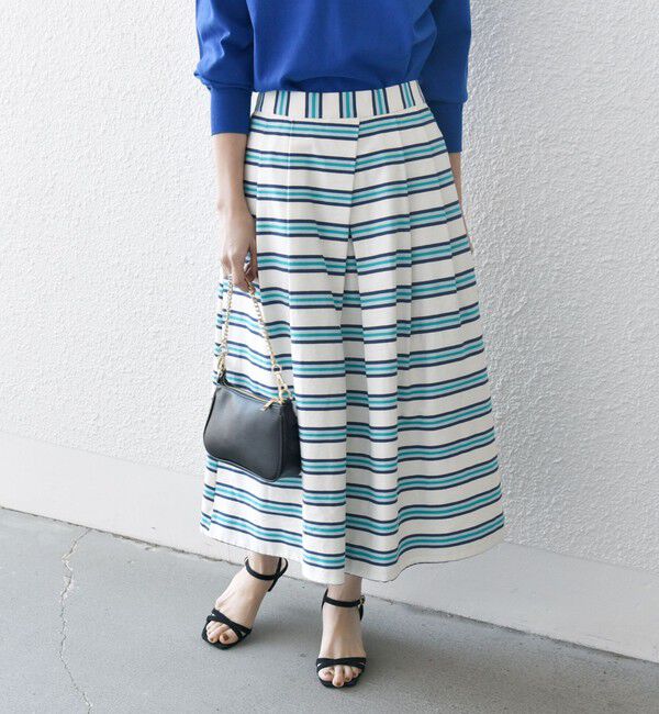 SHIPS any「SHIPS any:キャンバス ボーダー Aライン スカート」|スカート|オフホワイト