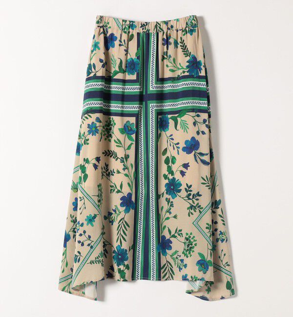 quaranciel「quaranciel: SPRINTEX フラワーパネル柄 スカーフ フレア スカート」|スカート|