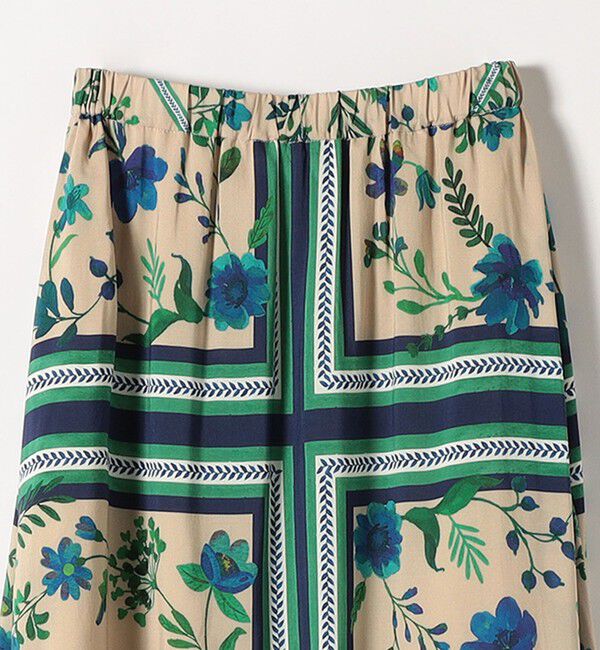 quaranciel「quaranciel: SPRINTEX フラワーパネル柄 スカーフ フレア スカート」|スカート|