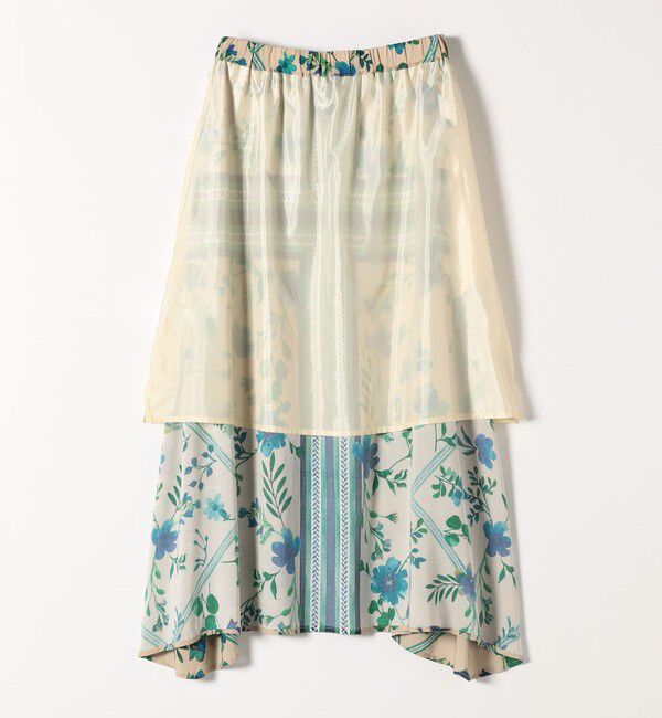quaranciel「quaranciel: SPRINTEX フラワーパネル柄 スカーフ フレア スカート」|スカート|