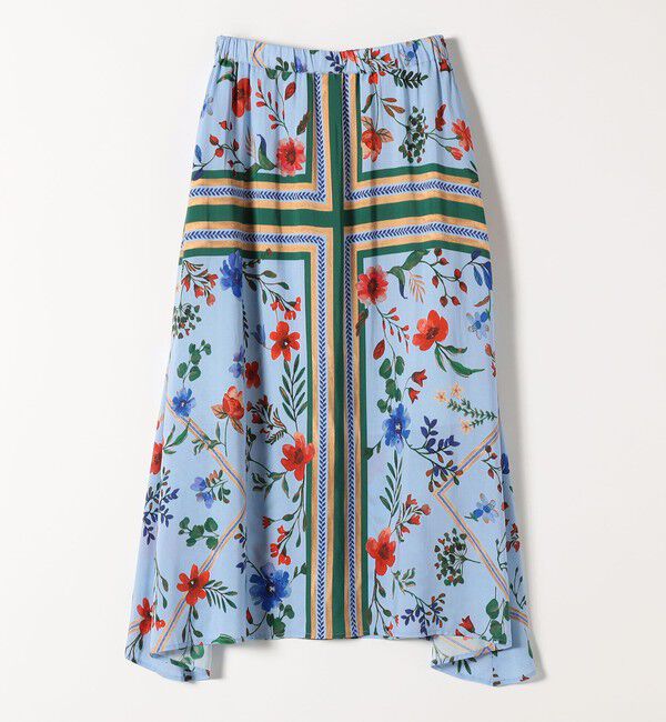 quaranciel「quaranciel: SPRINTEX フラワーパネル柄 スカーフ フレア スカート」|スカート|