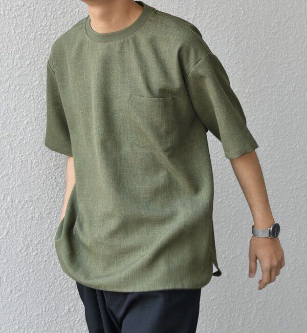 SHIPS any「SHIPS any:〈洗濯機可能〉ラウンド フェイク レイヤード Tシャツ(セットアップ対応) 25SS◇」|Tシャツ・カットソー|オリーブ
