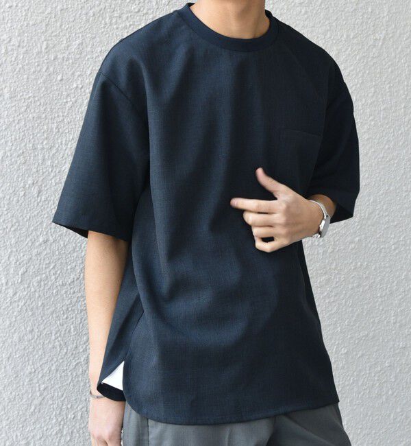 SHIPS any「SHIPS any:〈洗濯機可能〉ラウンド フェイク レイヤード Tシャツ(セットアップ対応) 25SS◇」|Tシャツ・カットソー|ネイビー