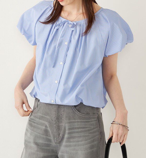 SHIPS Colors 「SHIPS Colors:〈洗濯機可能〉バルーンスリーブ ブラウス」|シャツ・ブラウス|ブルー系