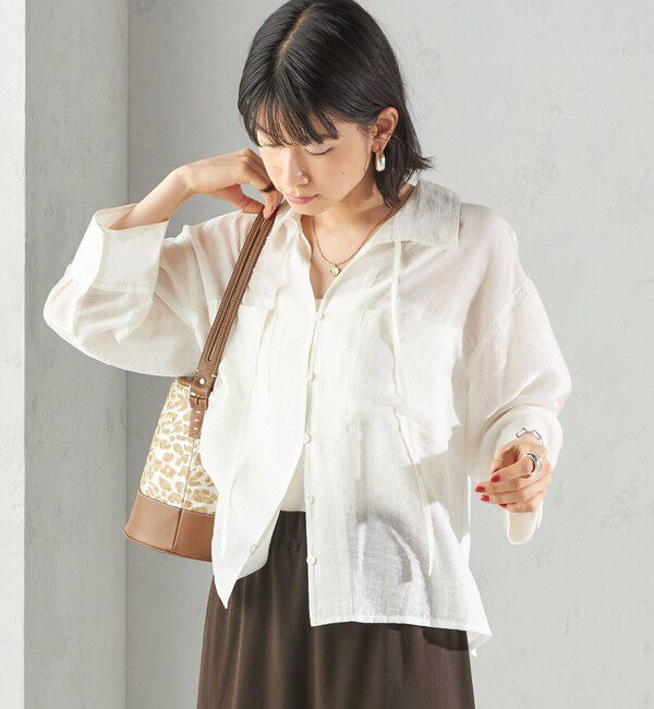 SHIPS for women「〈手洗い可能〉シアー シルク混 オープンカラー シャツ」|シャツ・ブラウス|