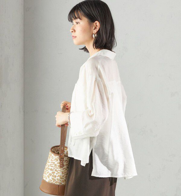 SHIPS for women「〈手洗い可能〉シアー シルク混 オープンカラー シャツ」|シャツ・ブラウス|