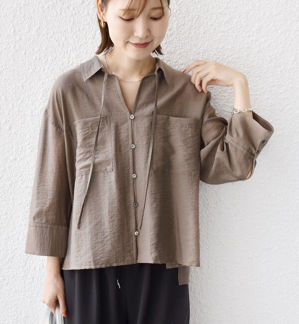SHIPS for women「〈手洗い可能〉シアー シルク混 オープンカラー シャツ」|シャツ・ブラウス|