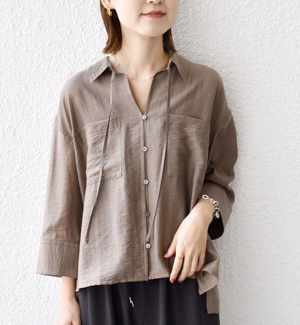 SHIPS for women「〈手洗い可能〉シアー シルク混 オープンカラー シャツ」|シャツ・ブラウス|