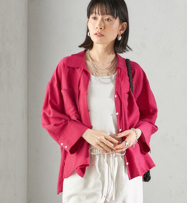 SHIPS for women「〈手洗い可能〉シアー シルク混 オープンカラー シャツ」|シャツ・ブラウス|