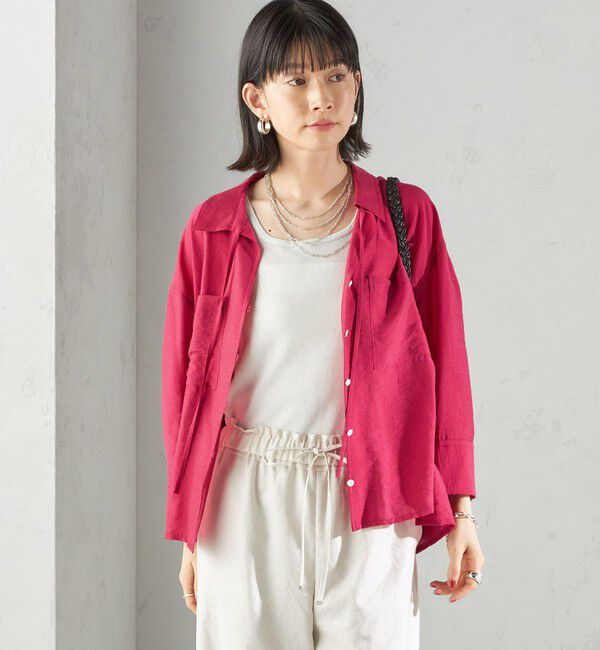 SHIPS for women「〈手洗い可能〉シアー シルク混 オープンカラー シャツ」|シャツ・ブラウス|