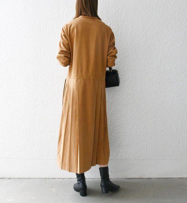 SHIPS any「《追加予約》SHIPS any:〈洗濯機可能〉ピーチスキン サイド プリーツ バンドカラー シャツ ワンピース」|ワンピース|