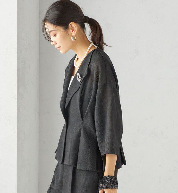 SHIPS for women「troisiemeCHACO:〈洗濯機可能〉メッシュ 半袖 ジャケット」|テーラードジャケット|