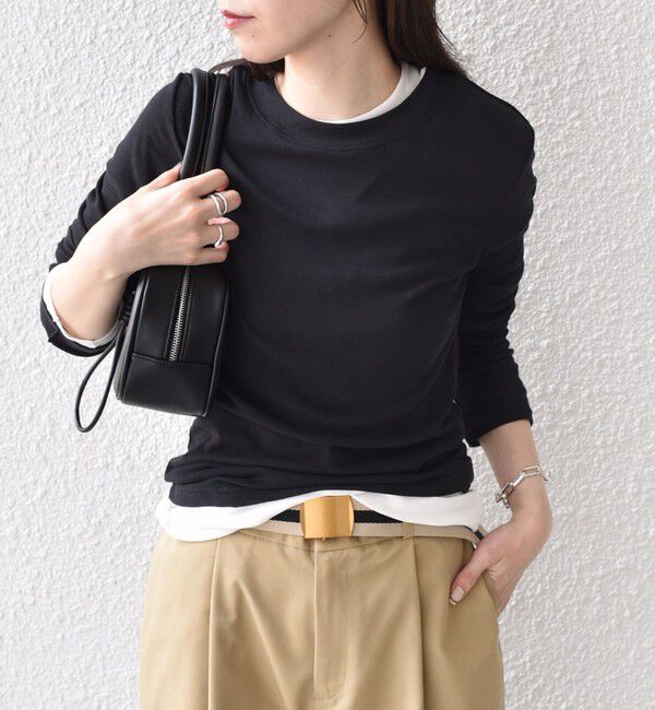 SHIPS Colors 「SHIPS Colors:〈手洗い可能〉シアー ドライ タッチ インナー TEE」|Tシャツ・カットソー|ブラック