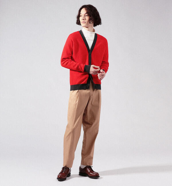 CABaN コットンカシミヤ バイカラーVネックカーディガン（CABaN