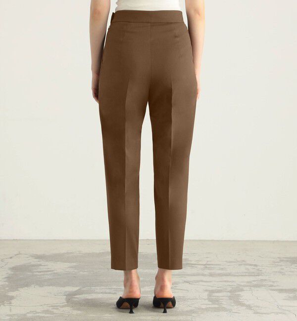 BACCA「ウールポリエステルツイル ウエストタックスリムパンツ」|スラックス|