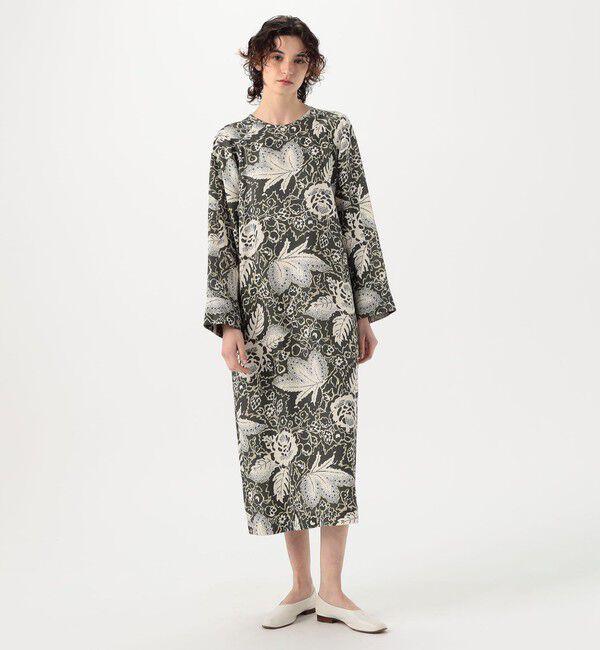 SOULEIADO「レーヨンプリント クルーネックワンピース」|ワンピース|