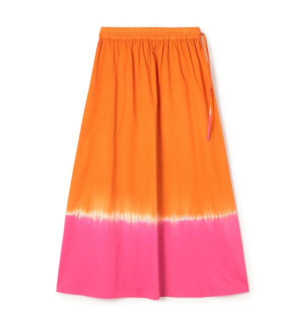 MACPHEE「ディップダイ ギャザーマキシスカート」|フレア|28 オレンジ系