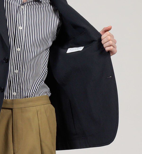 TOMORROWLAND MENS「シルクコットンシアサッカー シングルブレステッド3Bジャケット」|テーラードジャケット|