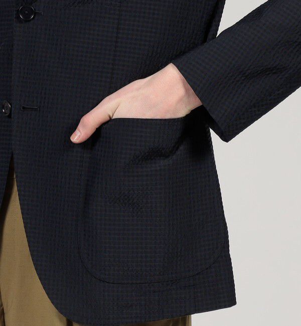 TOMORROWLAND MENS「シルクコットンシアサッカー シングルブレステッド3Bジャケット」|テーラードジャケット|