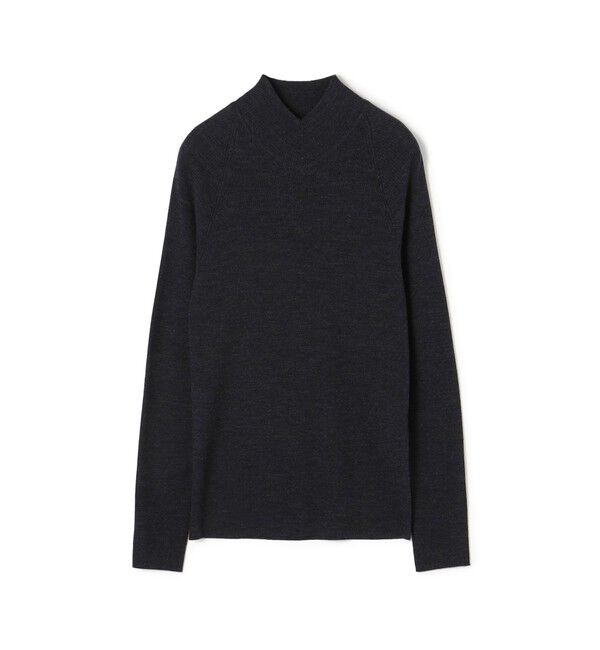 DES PRES「ウーステッドウールリブ Vラインハイネックプルオーバー」|ニット・セーター|17 チャコールグレー