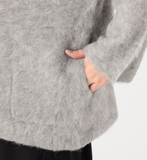 DES PRES「スーリーアルパカ カラーレスニットジャケット」|ノーカラージャケット|