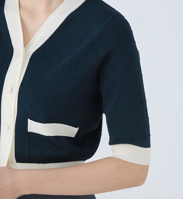 Ballsey「ストレッチタックドット Vネックカーディガン」|カーディガン|