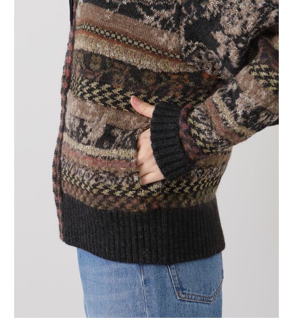  「TANAKA JACQUARD CARDIGAN ST-230-BK：カーディガン」|ニット・セーター|
