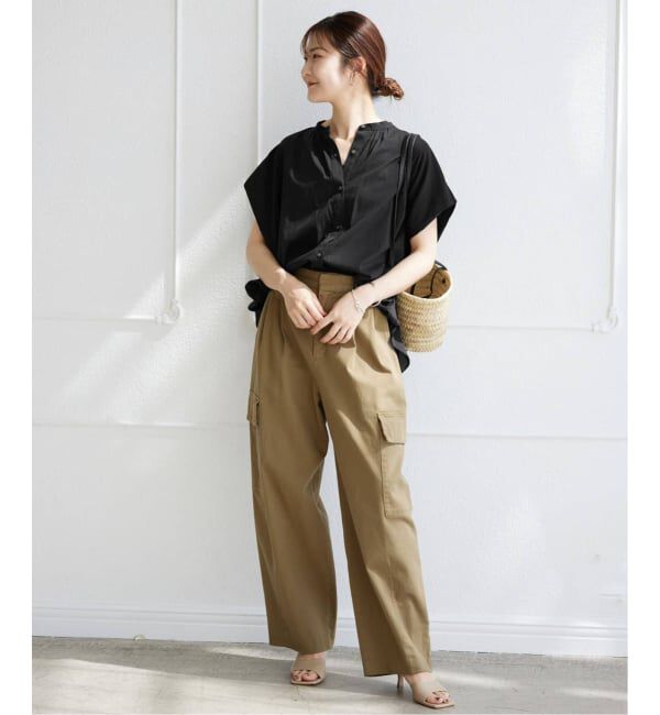 SLOBE IENA「《WEB・一部店舗限定/追加》レーヨンボイルバンドカラーブラウス」|シャツ・ブラウス|