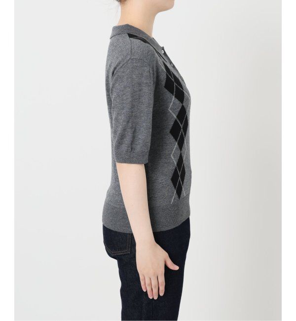 SLOBE IENA「アーガイルハーフスリーブニット」|ニット・セーター|