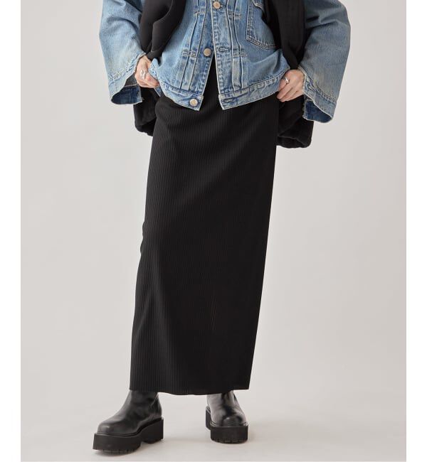 VERMEIL par iena「テレコジャージータイトロングスカート」|スカート|ブラック