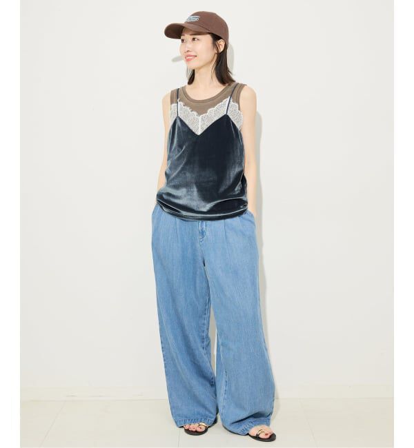 SLOBE IENA「《追加》miller/ミラー SLOBE別注 ベロアレースミャミソール」|キャミソール|