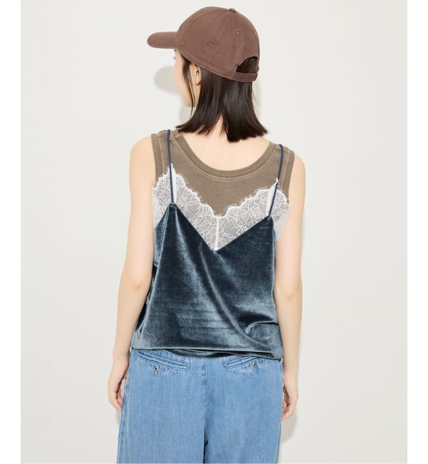 SLOBE IENA「《追加》miller/ミラー SLOBE別注 ベロアレースミャミソール」|キャミソール|