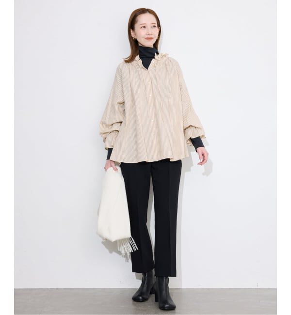 SLOBE IENA「《追加》タイプライターフリルカラーブラウス」|シャツ・ブラウス|