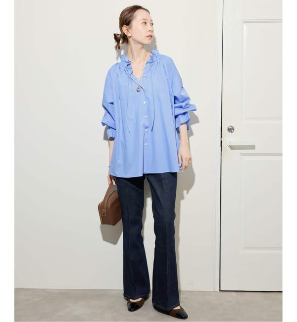 SLOBE IENA「《追加》タイプライターフリルカラーブラウス」|シャツ・ブラウス|