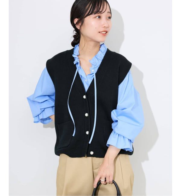 SLOBE IENA「《追加》タイプライターフリルカラーブラウス」|シャツ・ブラウス|