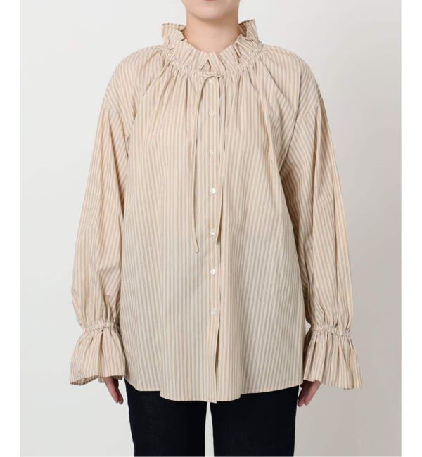 SLOBE IENA「《追加》タイプライターフリルカラーブラウス」|シャツ・ブラウス|