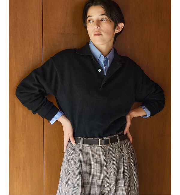 IENA「BLACK ポロカラーニット」|ニット・セーター|