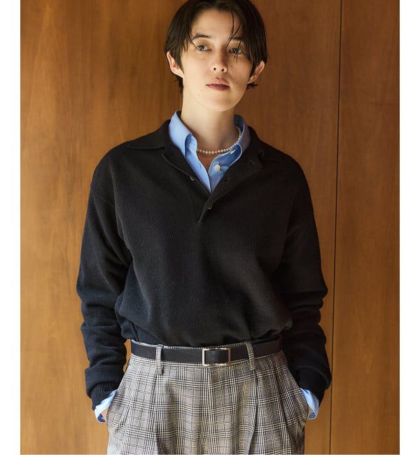 IENA「BLACK ポロカラーニット」|ニット・セーター|