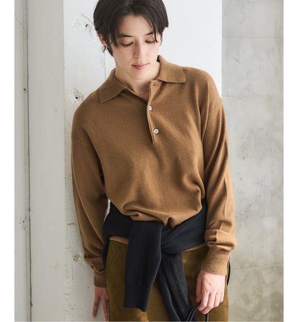 IENA「BLACK ポロカラーニット」|ニット・セーター|キャメル