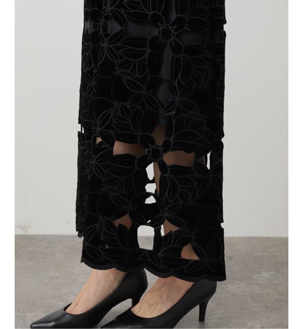 IENA LA BOUCLE「IENA LA BOUCLE カットワークベロアスカート」|スカート|