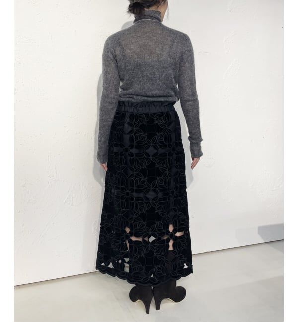 IENA LA BOUCLE「IENA LA BOUCLE カットワークベロアスカート」|スカート|
